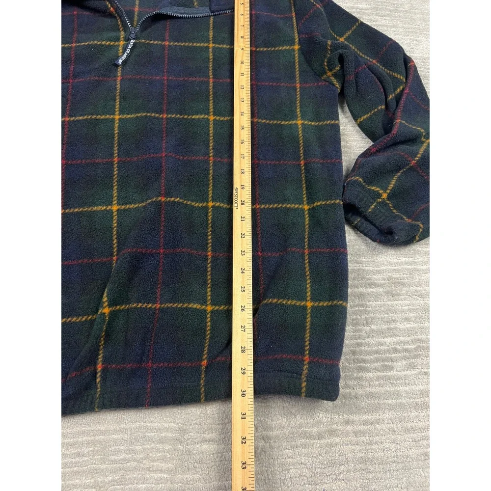 Boca Classics Fleece Pullover Mens XL Green Plaid Quarter‎ Zip Mock Neck Outdoor